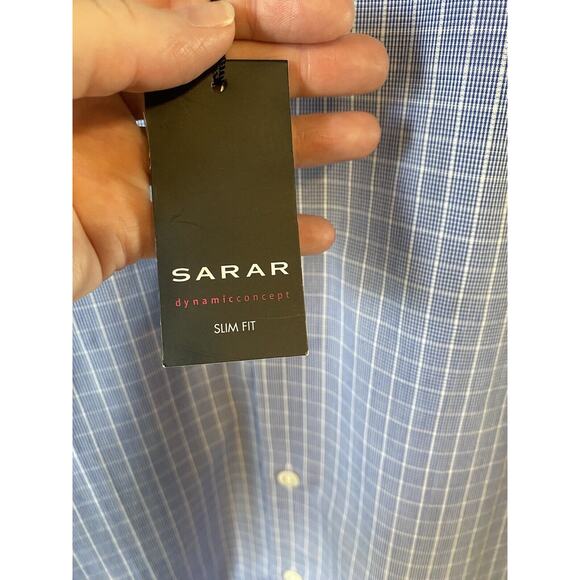 SARAR Shirt Mens Size 17.5 Dressy Designer Slim Fit Professional Button Down NEW - Picture 3 of 9